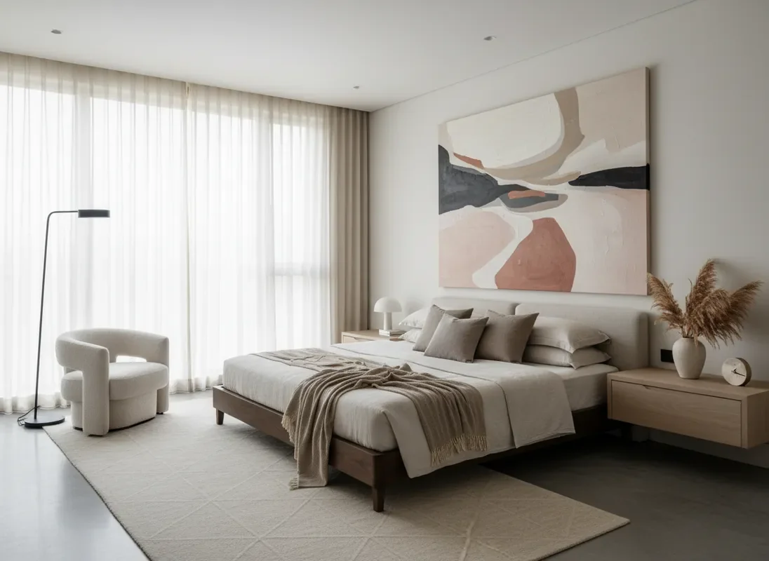 Serene artwork in luxury bedroom