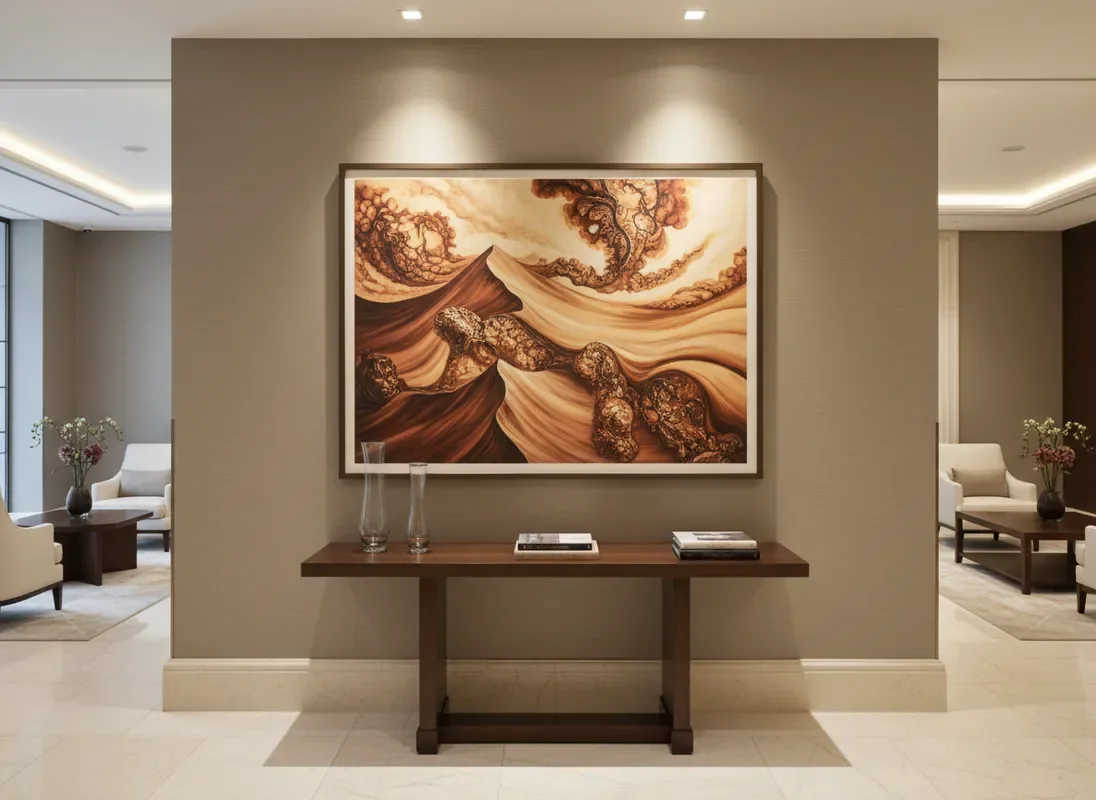 Featured custom art installation in hospitality lobby