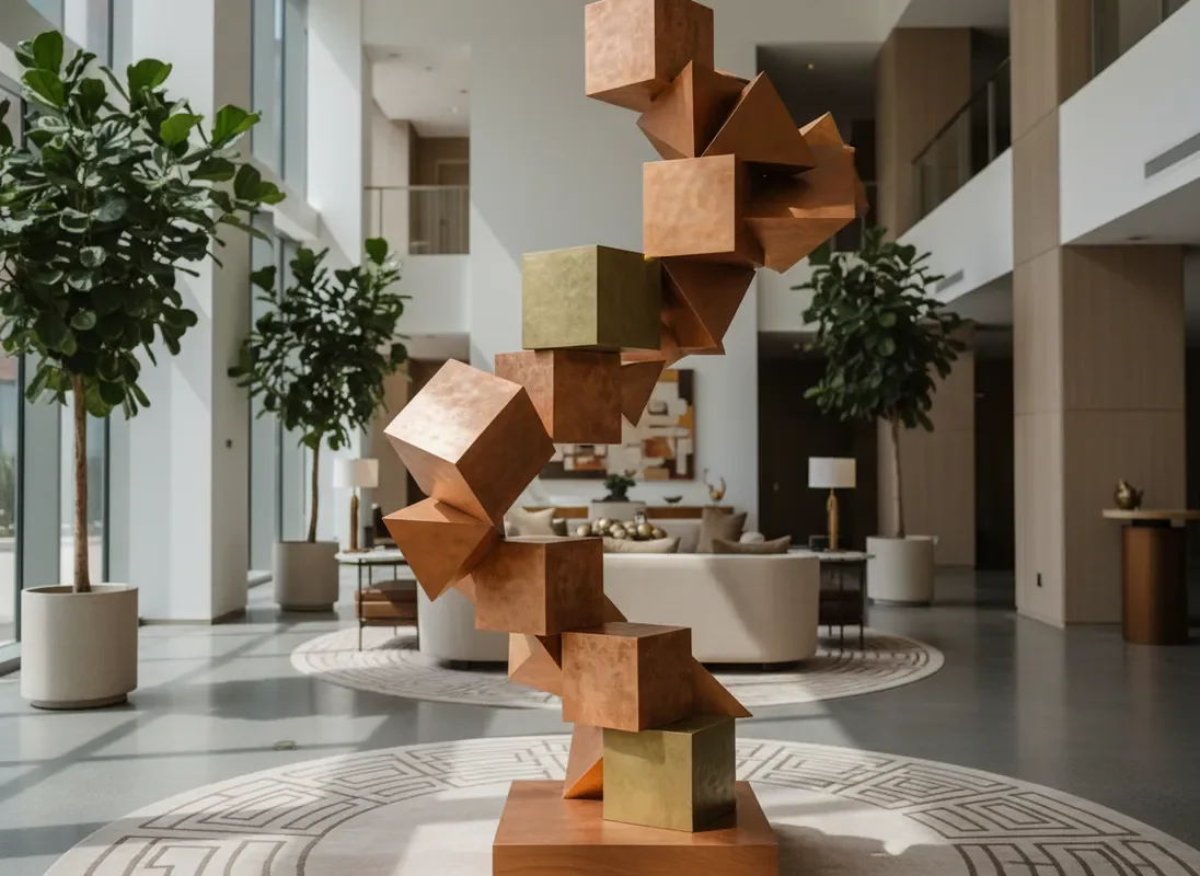 Abstract art installation in hotel lobby