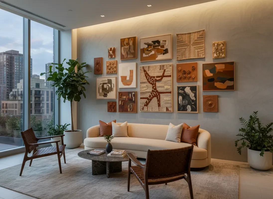 Visual anchor wall in hospitality space