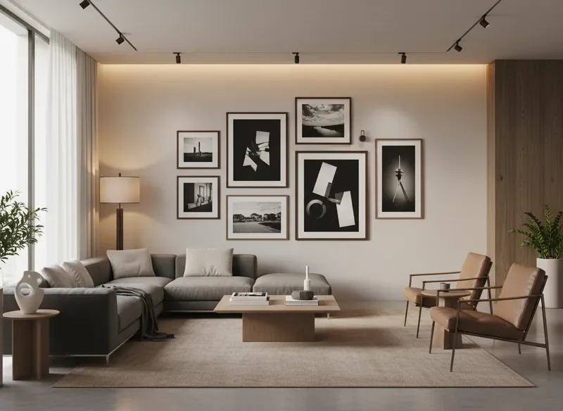 Residential living space with curated art collection