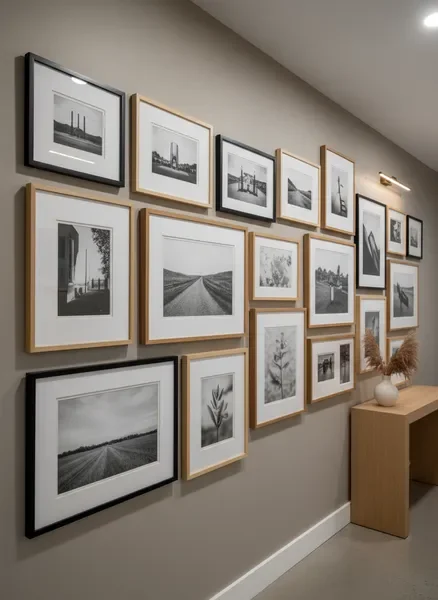 Detail of residential gallery wall arrangement